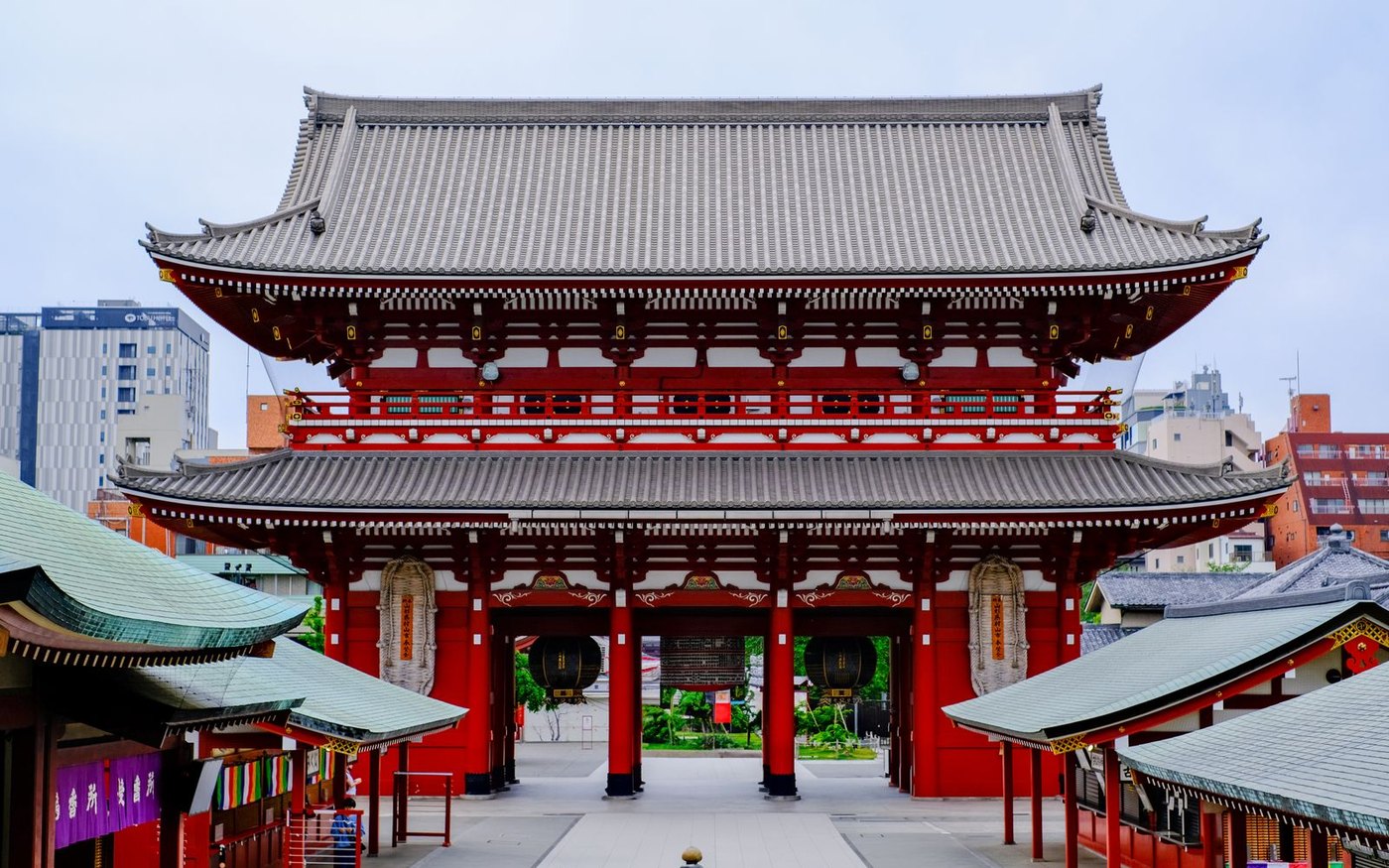 Senso-ji temple gate and approach in Asakusa